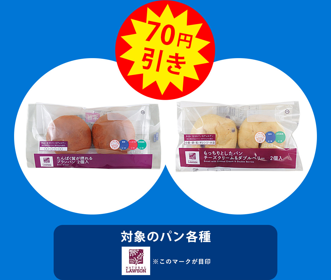 70円引き 対象のパン各種