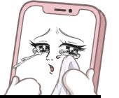 涙を流して感動するスマホのイラスト
